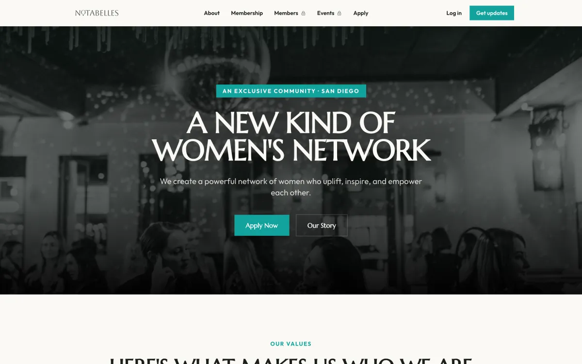 The Notabelles website, built on Eventship