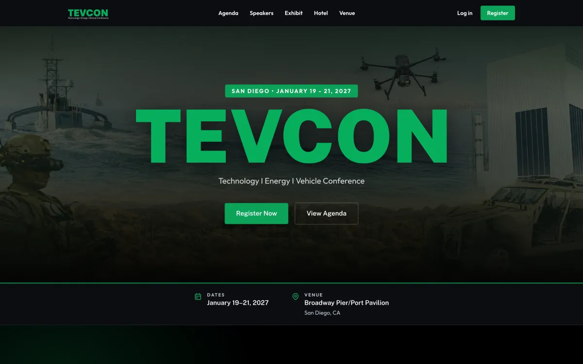 The TEVCON 2027 website, built on Eventship